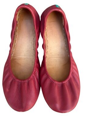 TIEKS by Gavrieli Slip-On Ballet Flats Shoes Red Leather Foldable Womens Sz 9